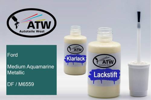 Ford, Medium Aquamarine Metallic, DF / M6559: 20ml Lackstift + 20ml Klarlack - Set, von ATW Autoteile West.